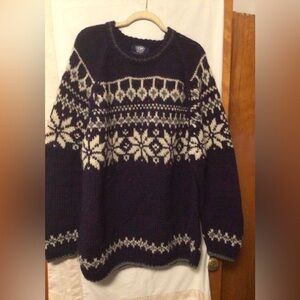 Chunky knit argyle style 100% New Zealand wool  by Pole to Pole sweater SZ XL